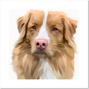 flat face brown white dog-vector cute art Posters and Art